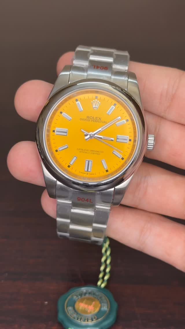 RLX Perpetual Oyster Mastercopy -Yellow Dial With Silver Chain