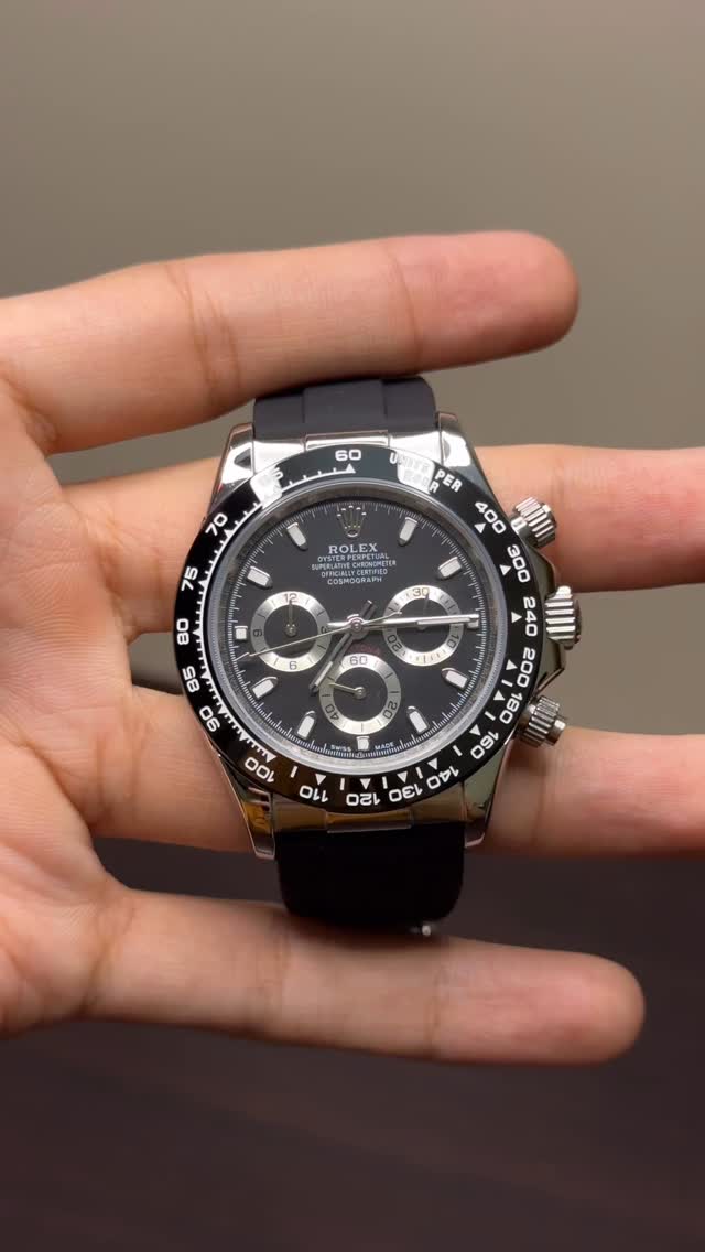 RLX Cosmograph Daytona Mastercopy – Silver & Black Chronograph