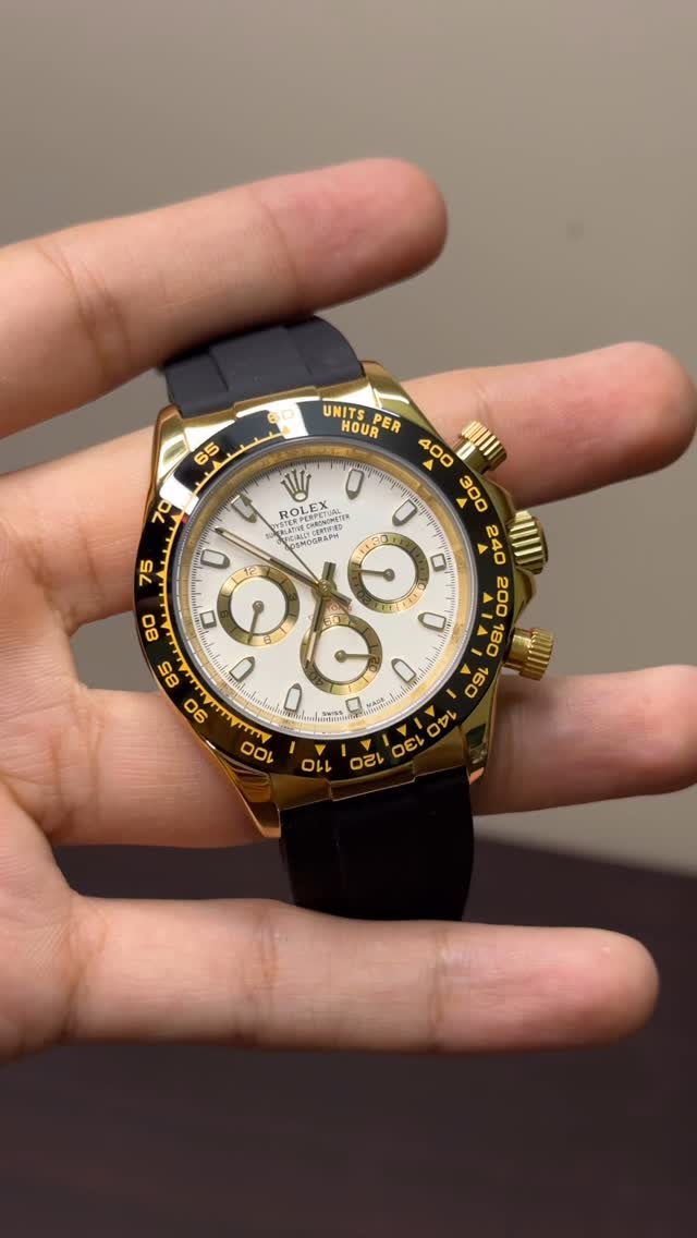 RLX Cosmograph Daytona Mastercopy – Black-White & Gold Chronograph