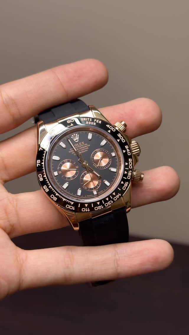 RLX Cosmograph Daytona Mastercopy – Black & Rose Gold Chronograph