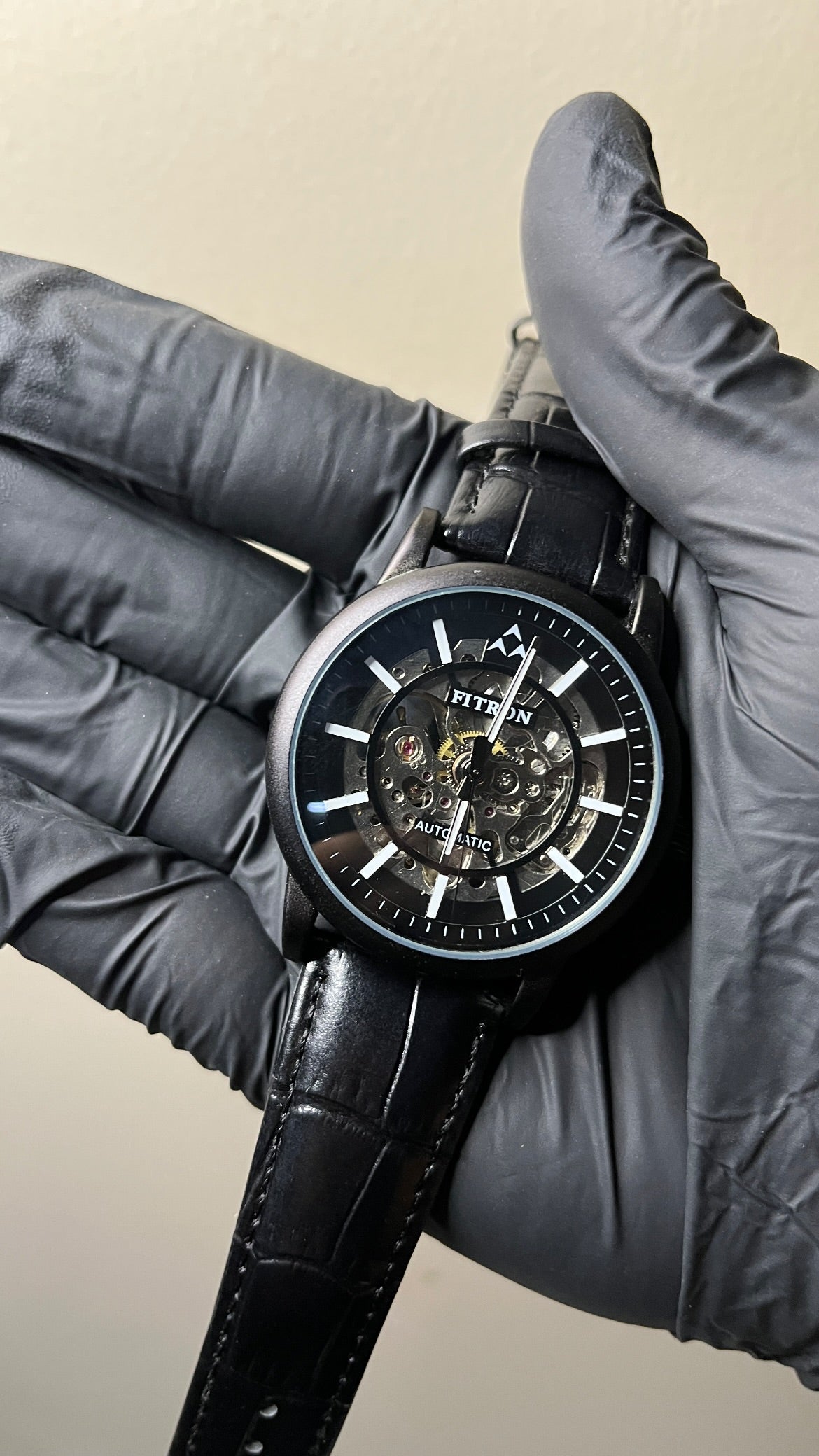 Fitron Skeleton Automatic Watch - Black