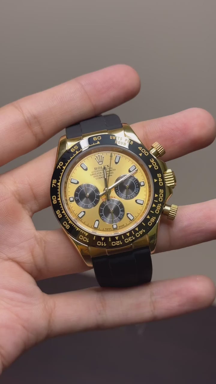 RLX Cosmograph Daytona Mastercopy – Black & Gold Chronograph