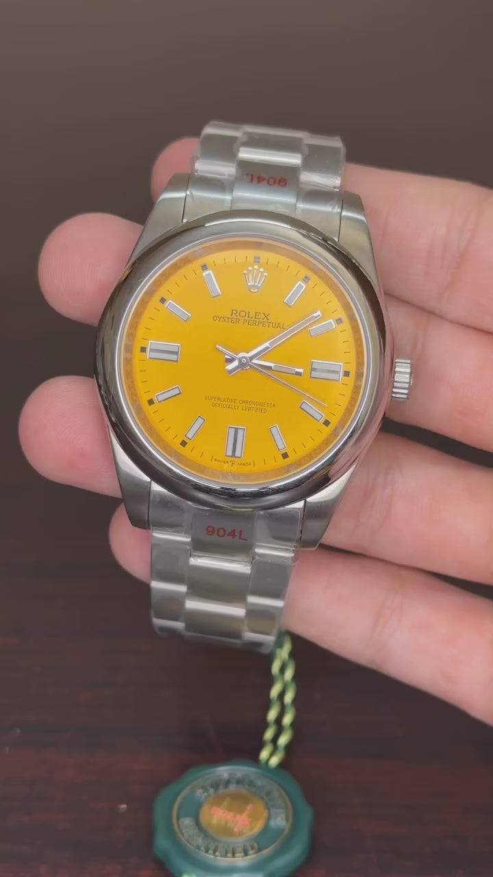 RLX Perpetual Oyster Mastercopy -Yellow Dial With Silver Chain