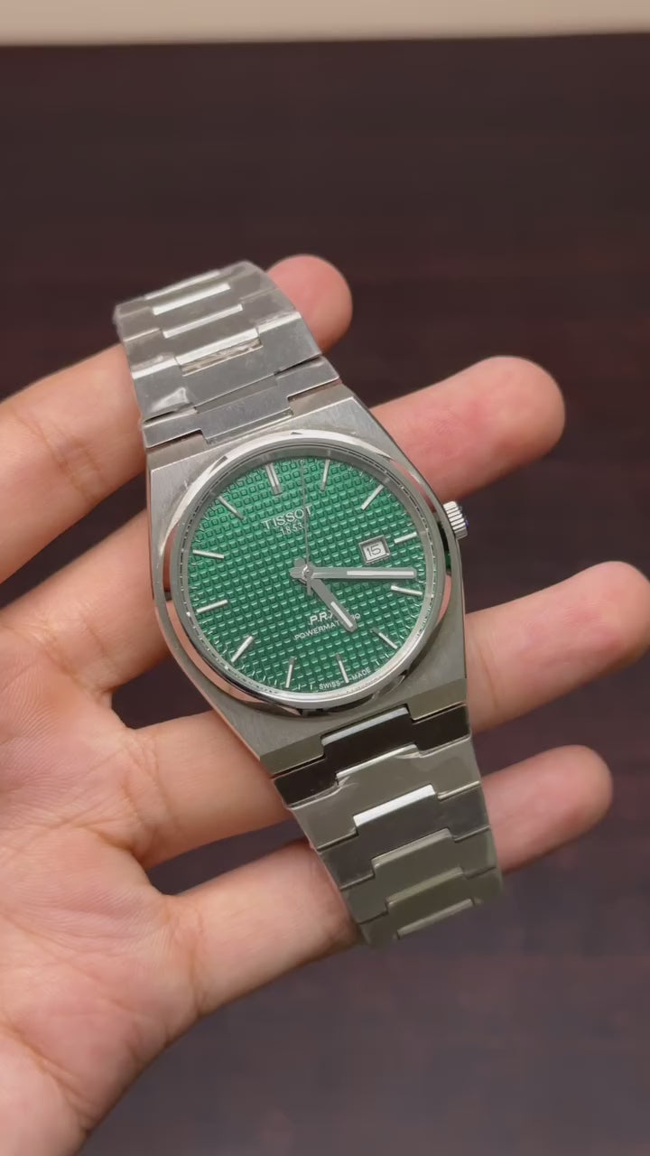 Tissot PRX Mastercopy (Green Waffle Dial & Silver Chain)