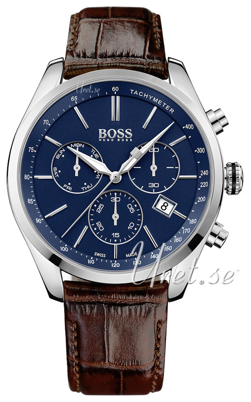 Boss Original Watches - Blue Dial With Chronograph & Brown Strap