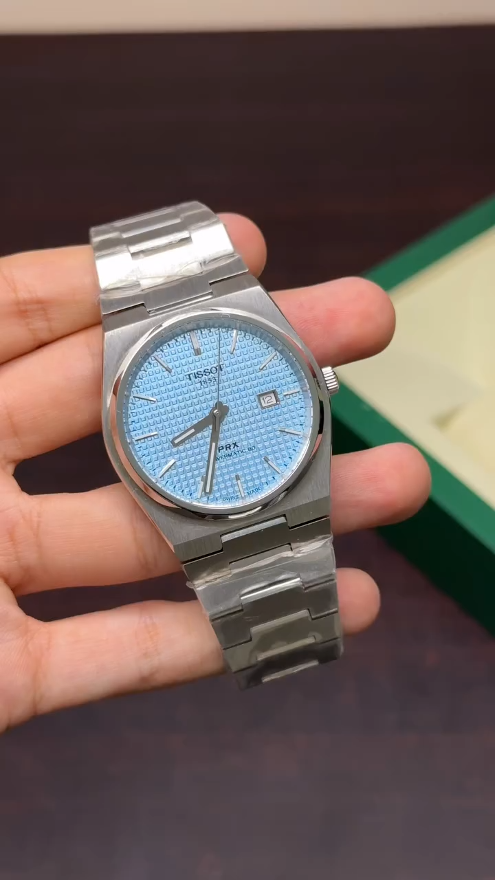 Tissot PRX Mastercopy (Ice Blue Dial & Silver Chain)