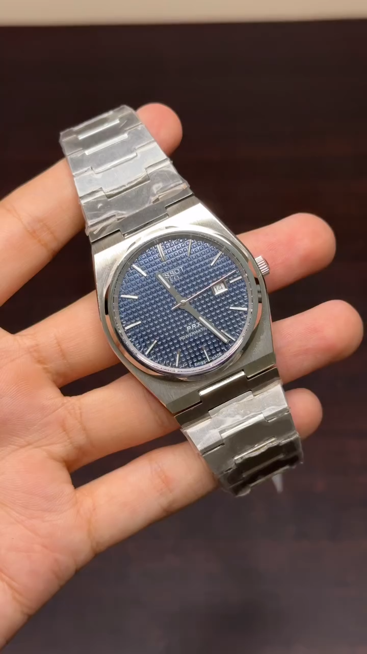 Tissot PRX Mastercopy (Blue Waffle Dial & Silver Chain)