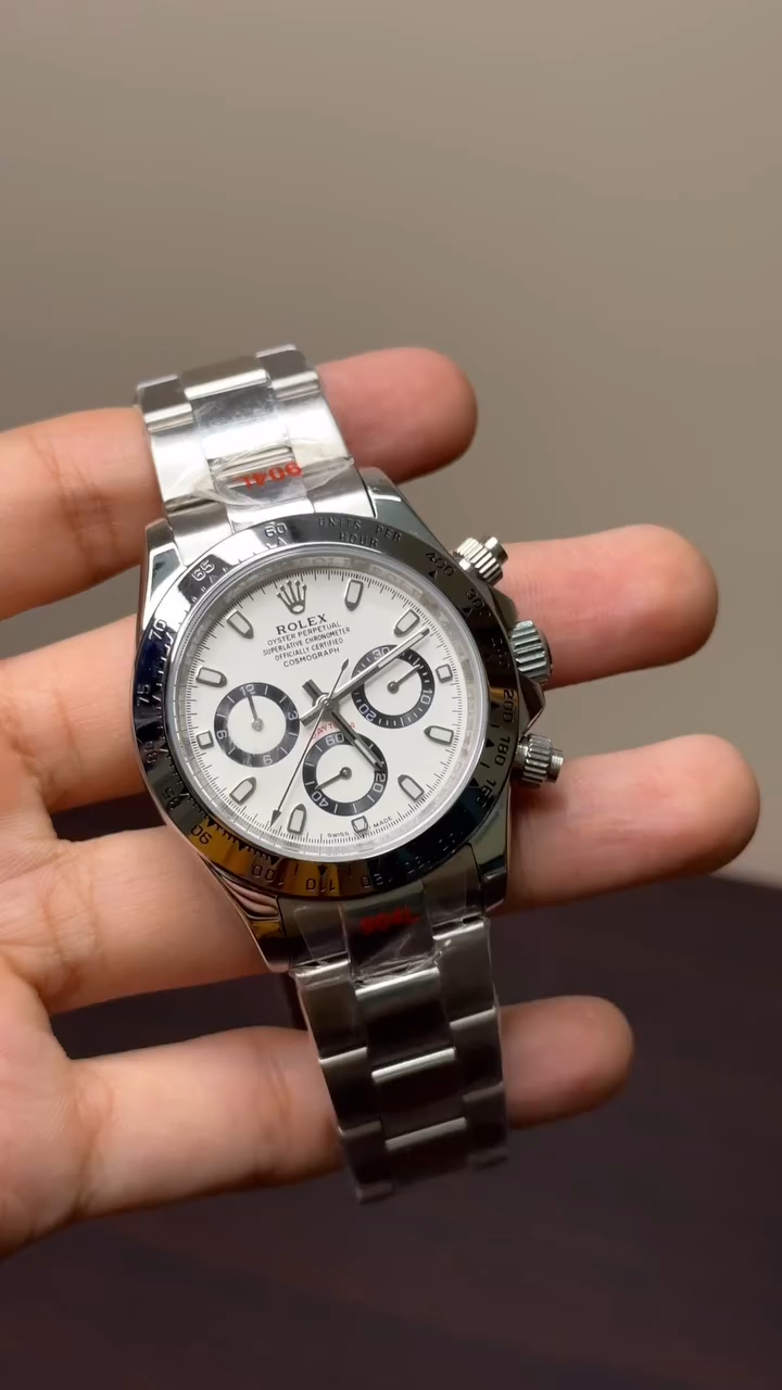 RLX Cosmograph Daytona Mastercopy – White & Silver Chronograph