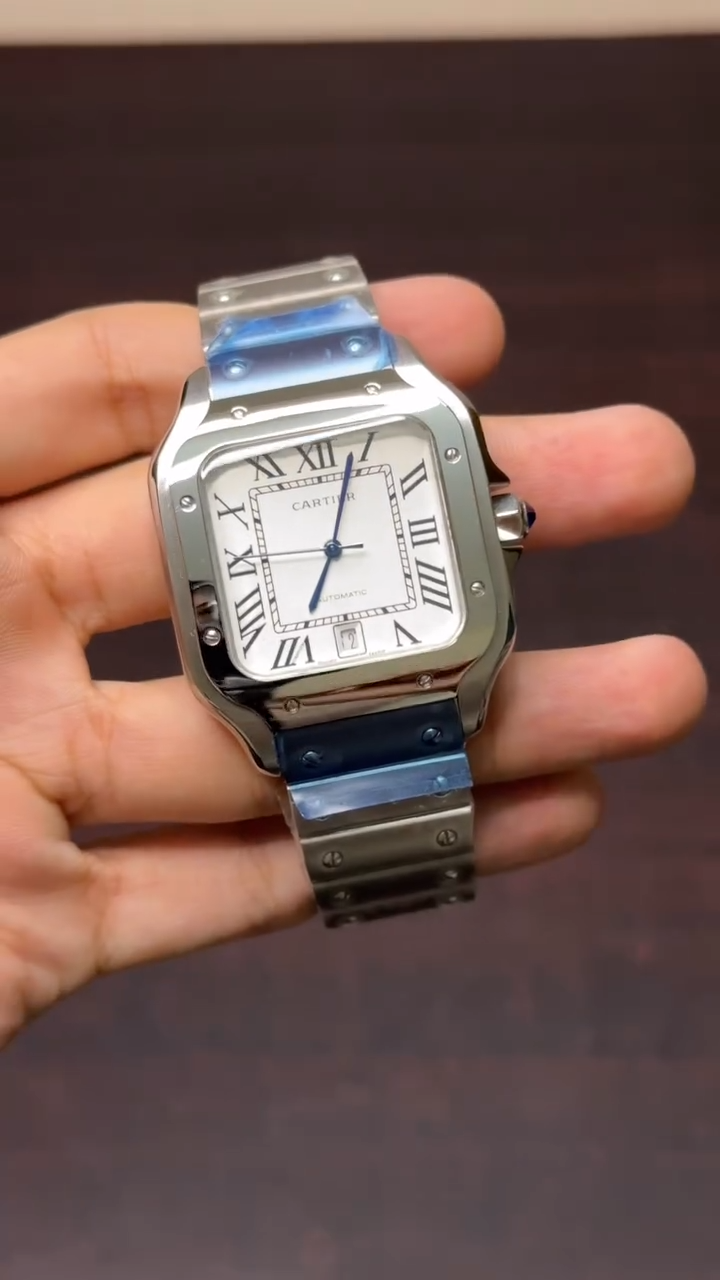 Cartier Santos Mastercopy - Silver Chain White Dial