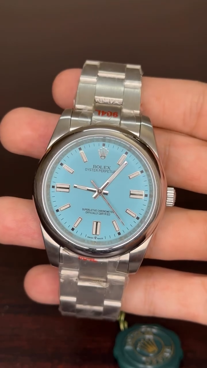 RLX Perpetual Oyster Mastercopy - Blue Dial With Silver Chain