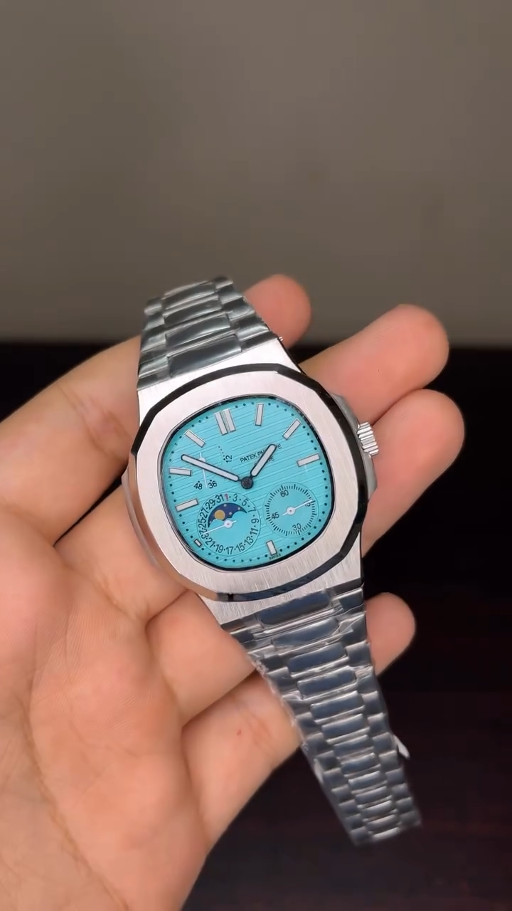 Patek Philippe Nautilus Moon Phase Mastercopy - Silver Chain Tiffany Dial