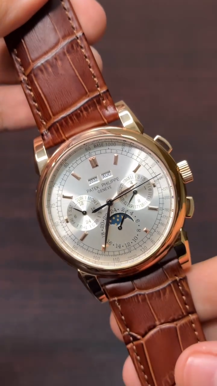 Patek Philippe Grand Complications Mastercopy ( White Dial, Brown Leather Strap )