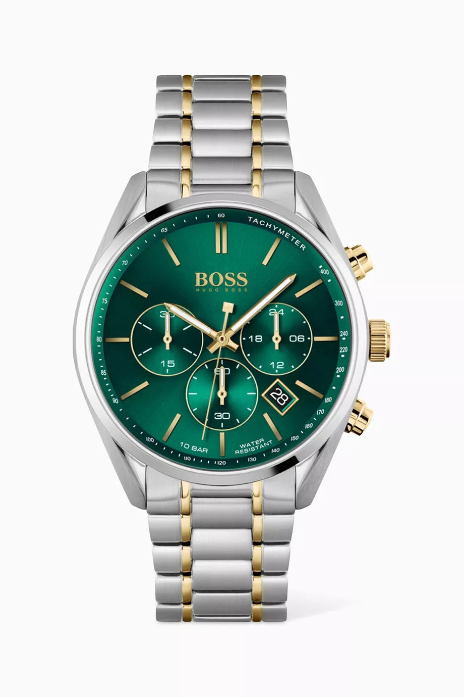 Hugo Boss Champion Chronograph Watch - Two Tone Chain Green Dial