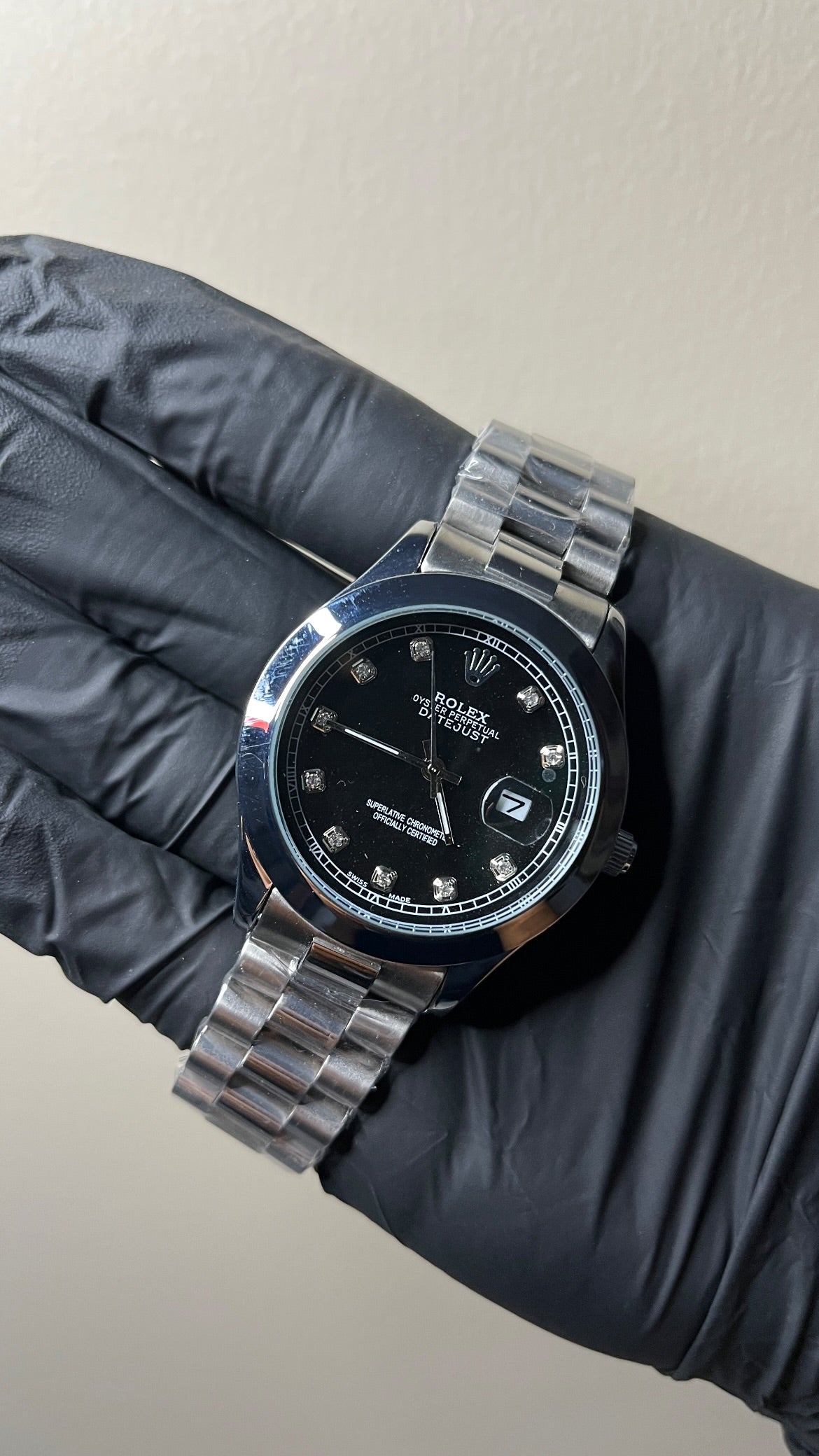 RLX Datejust First Copy | Black  dial & Silver Chain