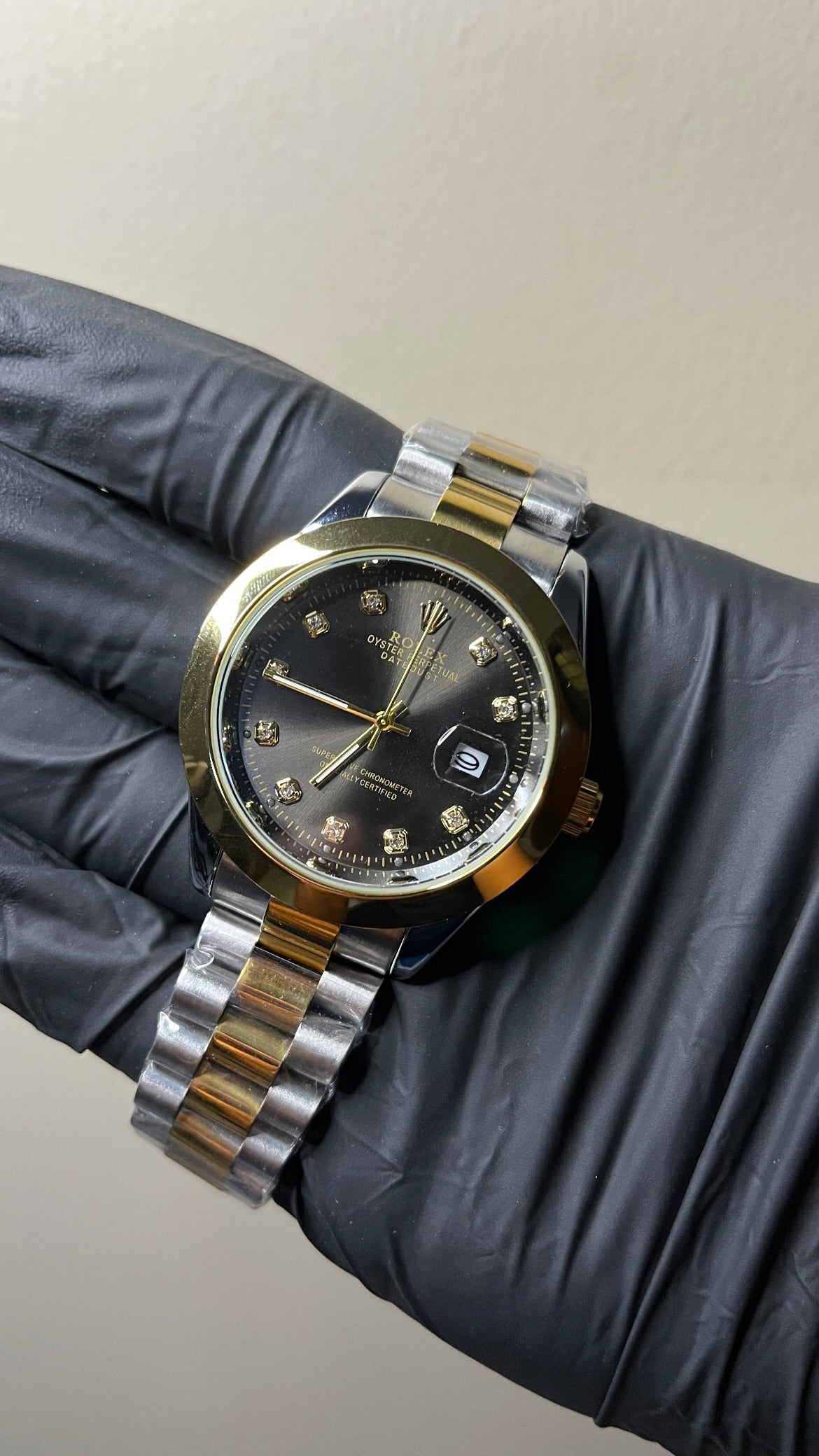 RLX Datejust First Copy | Black dial - Two Tone Chain