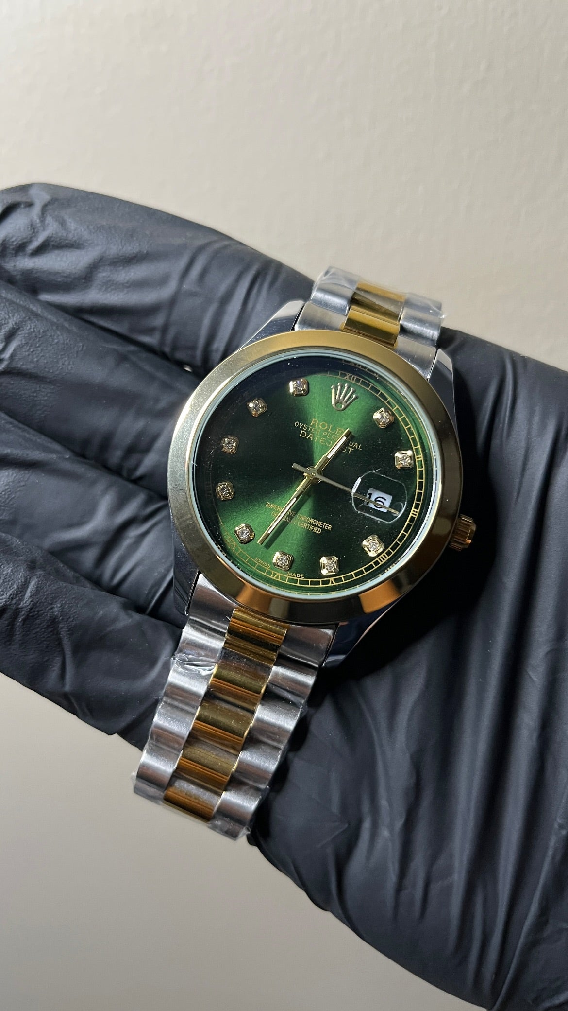 RLX Datejust First Copy | Green dial - Two Tone Chain