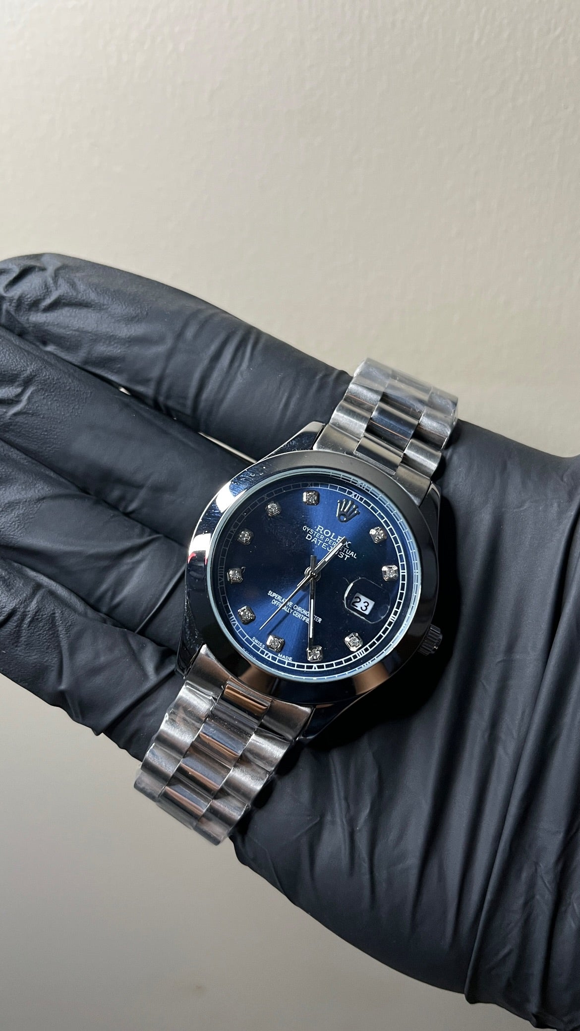 RLX Datejust First Copy | Blue dial - Silver Chain