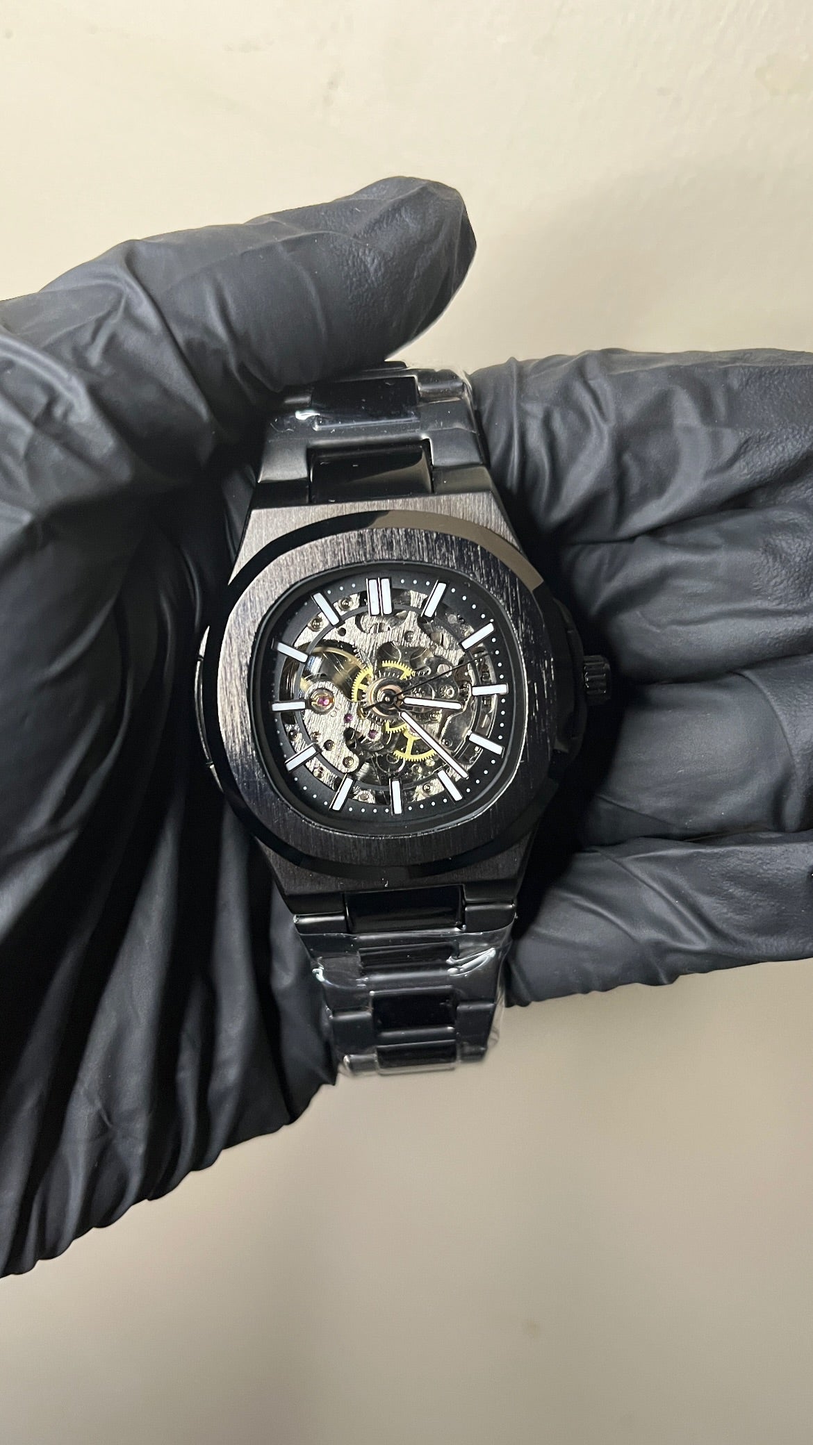 Bestwin Skeleton - Black Dial Black Chain