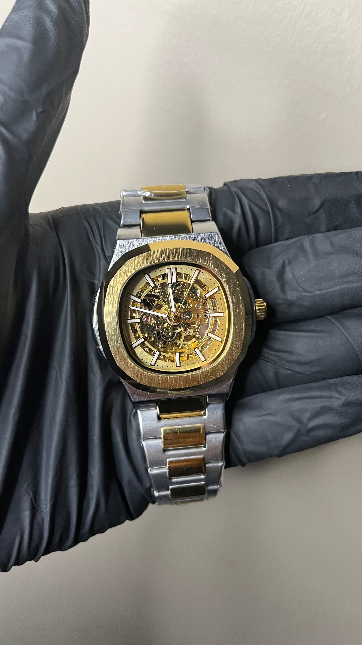 Bestwin Skeleton - Golden Dial Two Tone Chain