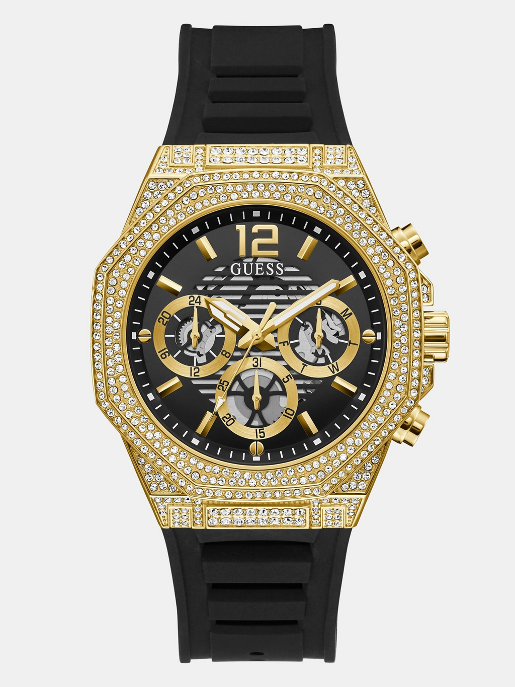 Guess Original Watch - Black Dial with Chronograph & Silicon Strap