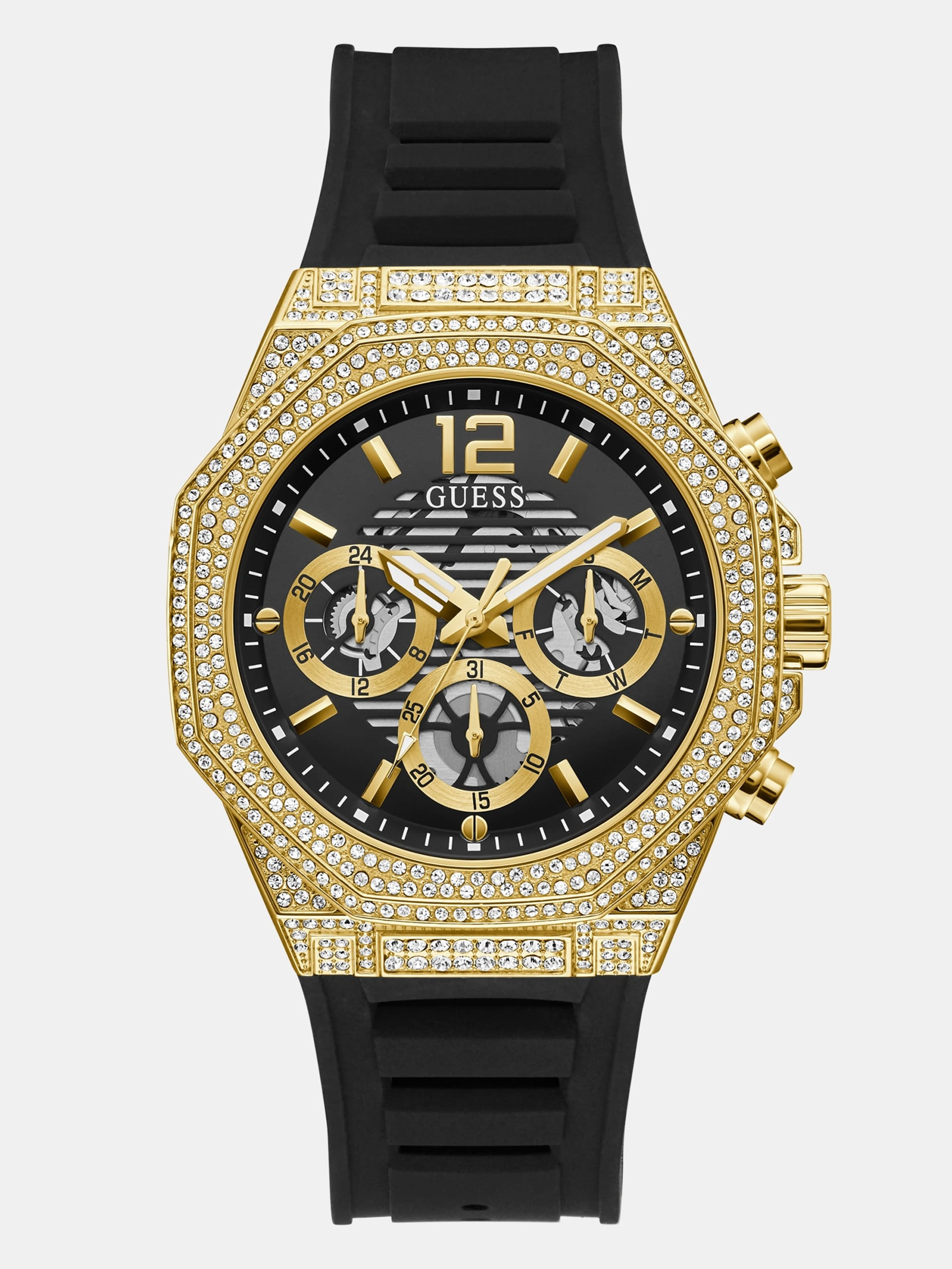 Guess Original Watch - Black Dial with Chronograph & Silicon Strap