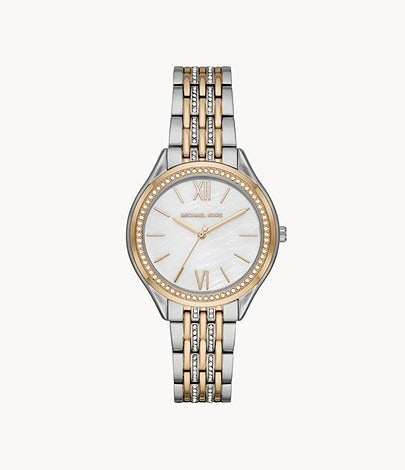 Michael Kors MK7084 Original Watches - Two Tone Chain White Dial