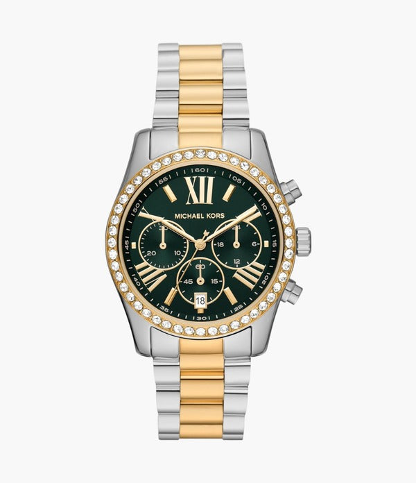 Michael Kors MK7303 Original Watch - Two Tone Chain Green Dial