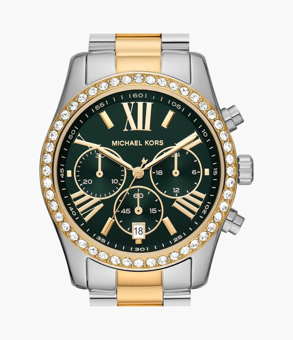 Michael Kors MK7303 Original Watch - Two Tone Chain Green Dial