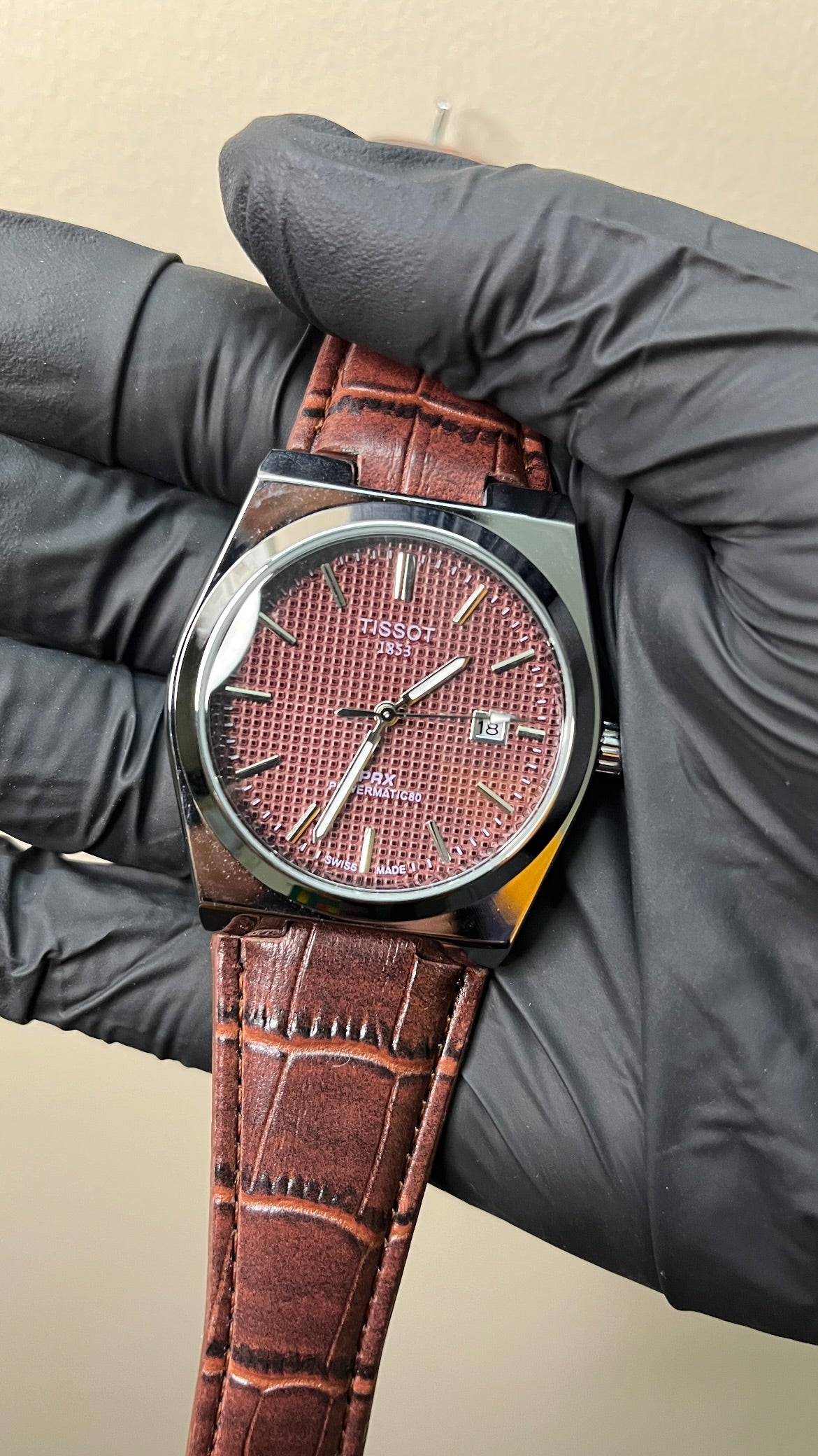 Tissot PRX First Copy - Brown Waffle Dial With Strap
