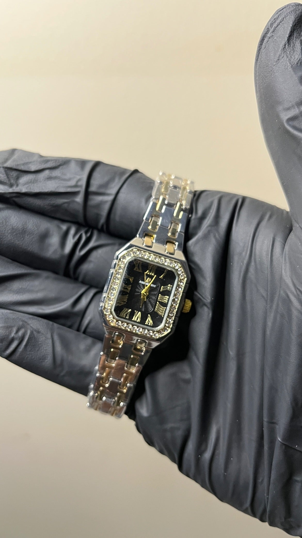 Audemars Piguet Stone First Copy - Two Tone Chain Black Dial