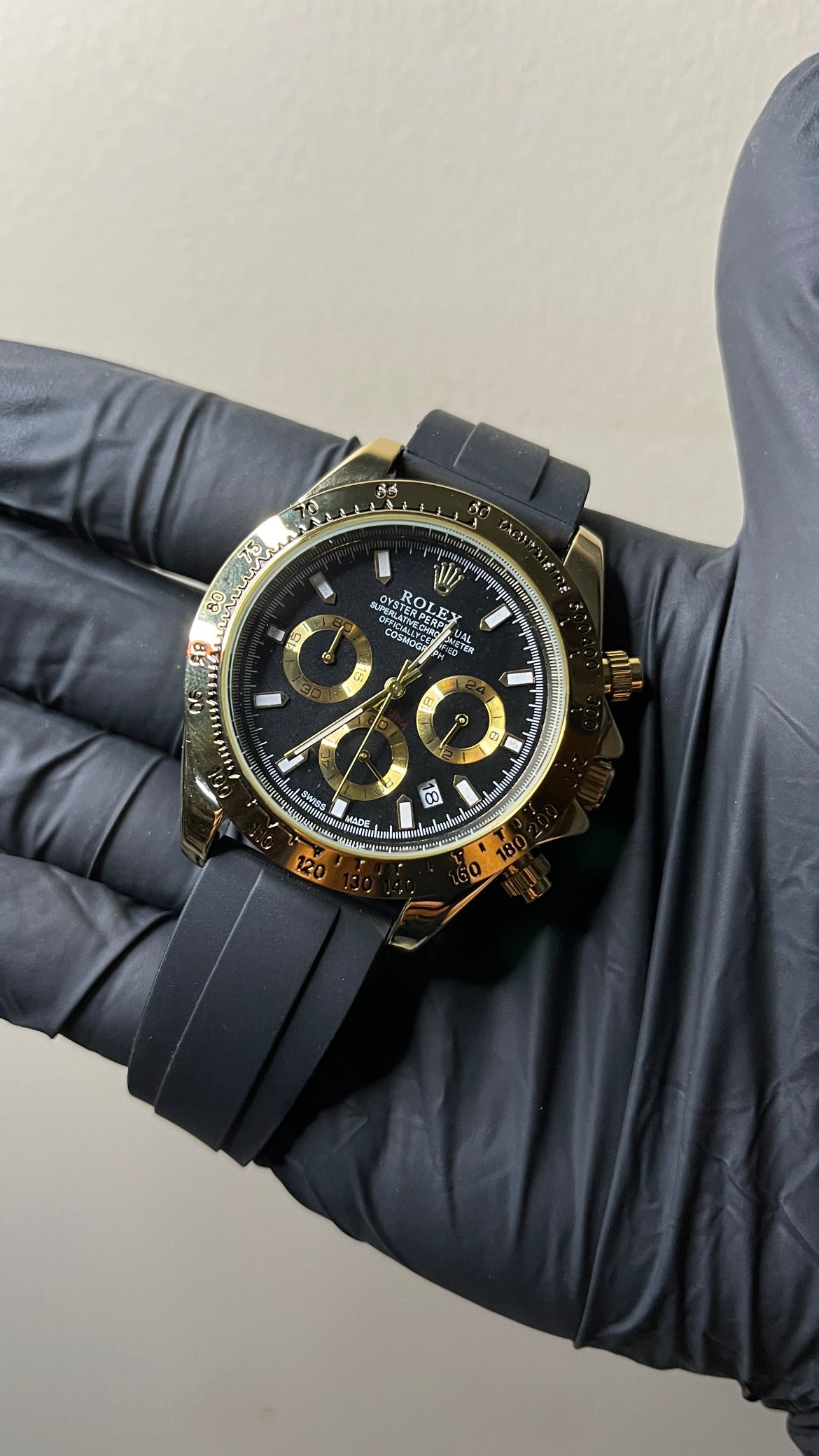 RLX Daytona First copy - Black Dial Gold Body