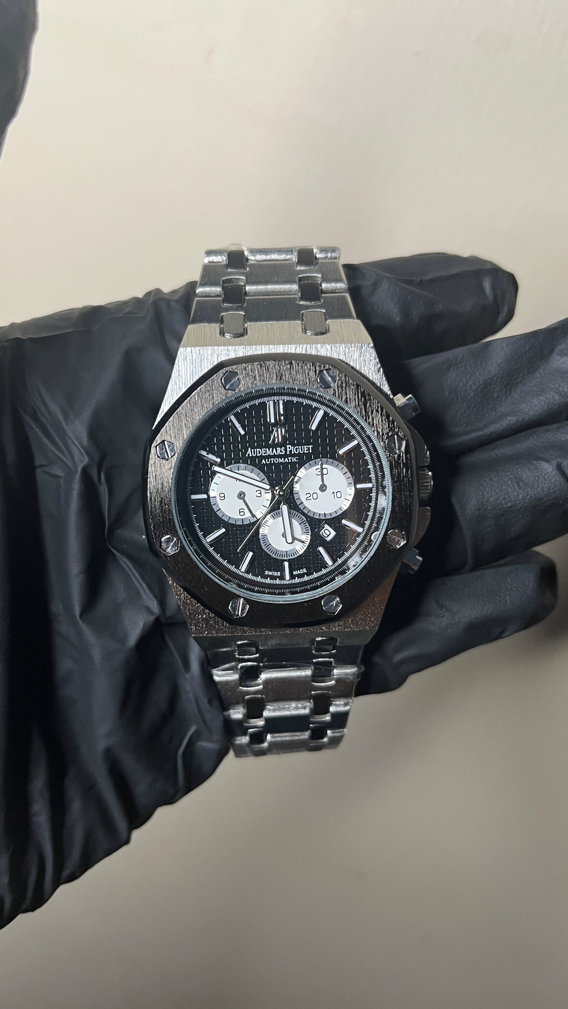 Audemars Piguet First Copy - Black Waffle Dial ( Chronograph Style )