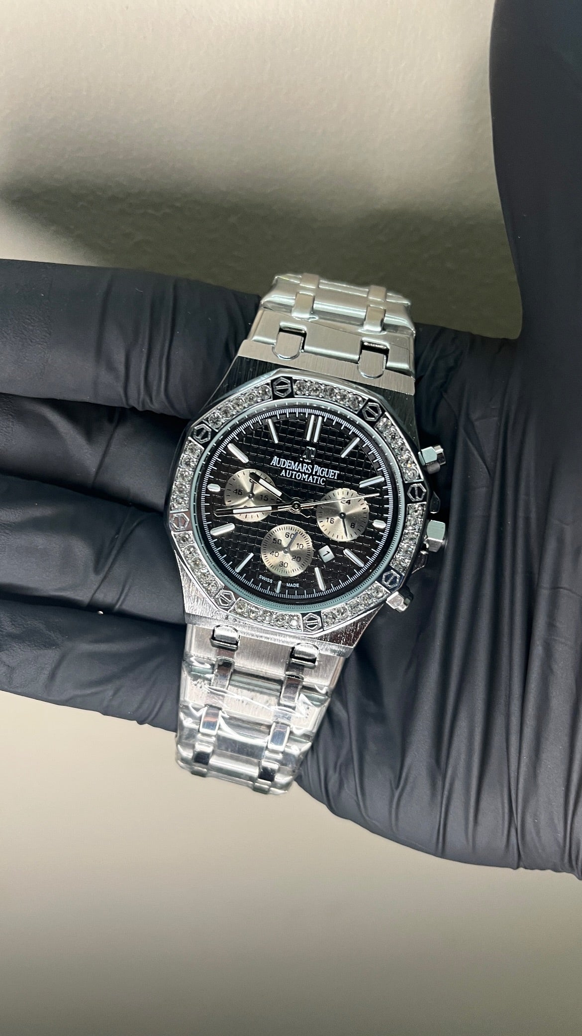 Audemars Piguet First Copy - Black Waffle Dial ( Chronograph Style )