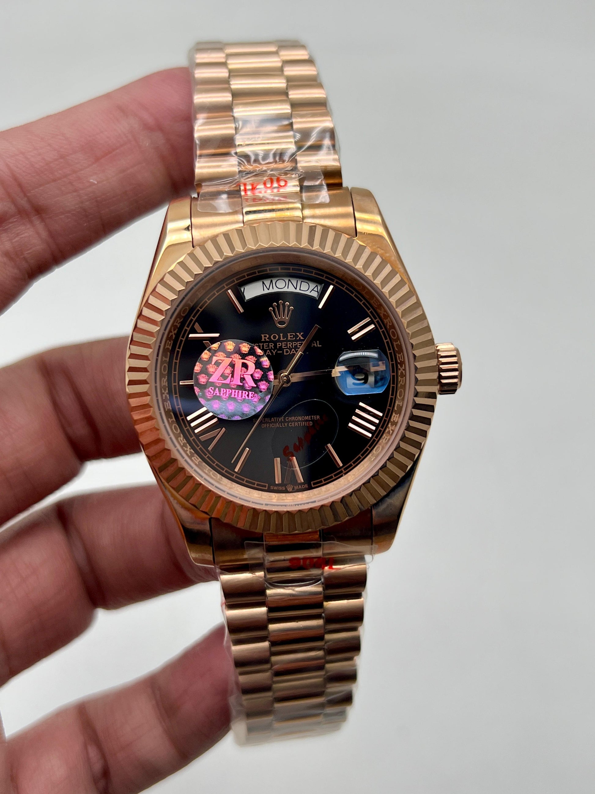 RLX Day-Date Mastercopy - Rose gold dial black dial