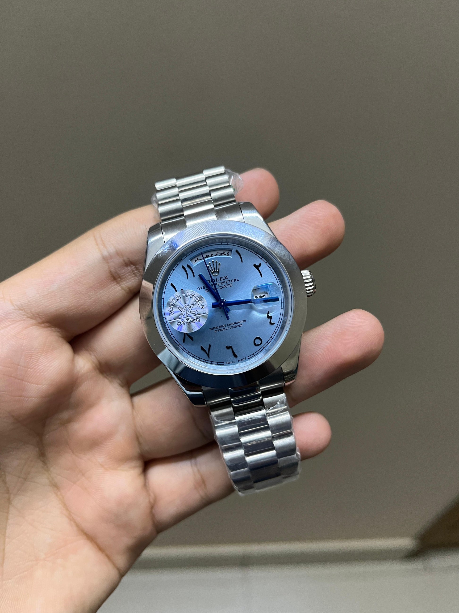 RLX Day-Date Mastercopy - Light Blue Dial With Roman Numbers