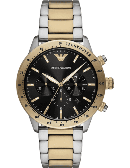 Emporio Armani AR11521 Original Watch - Two Tone Chain With Black Dial