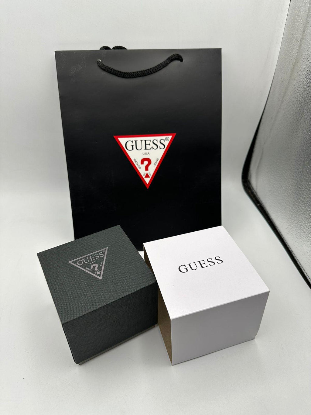 Guess Day-Date Original Watch - Silver Chain Blue Dial