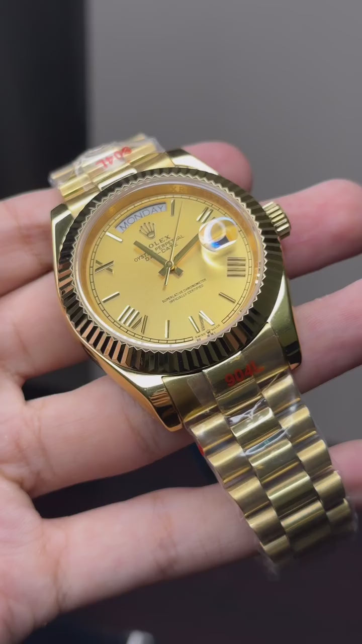 RLX Day-Date Mastercopy - Golden Dial Golden Chain