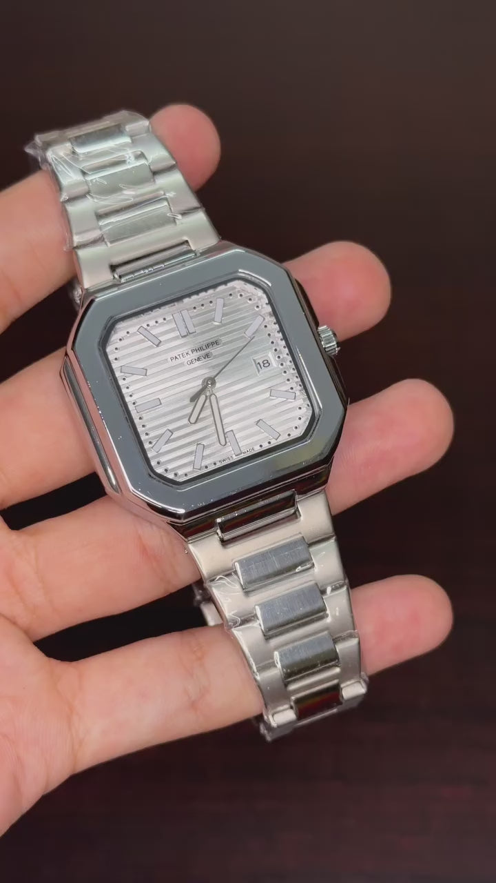 Patek Philippe Cubitus First Copy - Silver Chain With White Dial