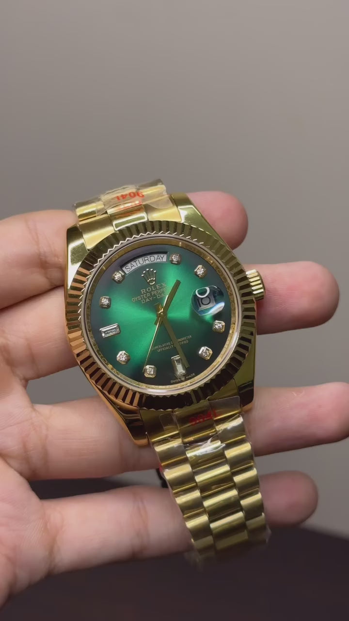 RLX Day-Date Mastercopy - Green Dial Golden Chain