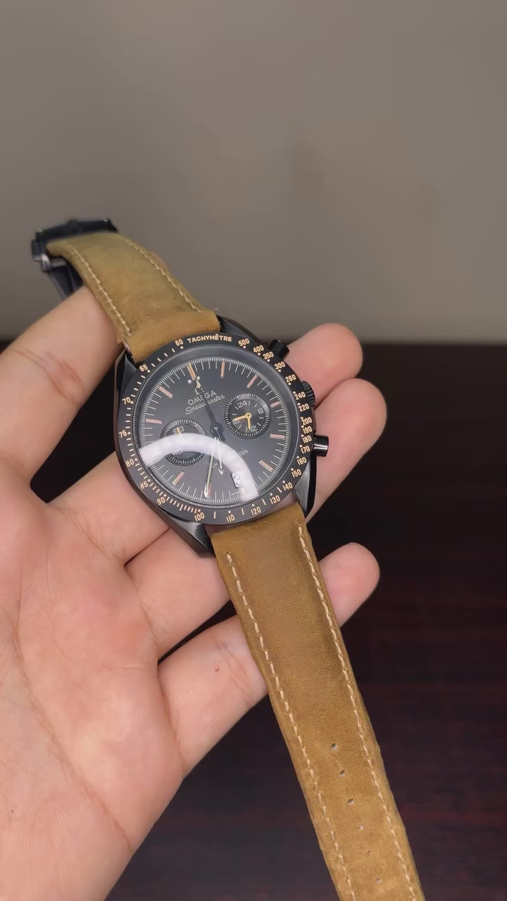 Omega Speedmaster Mastercopy - Brown Strap Black Dial