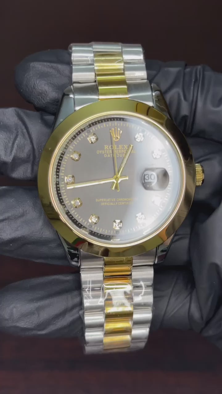 RLX Datejust First Copy | Choco Dial - Two Tone Chain