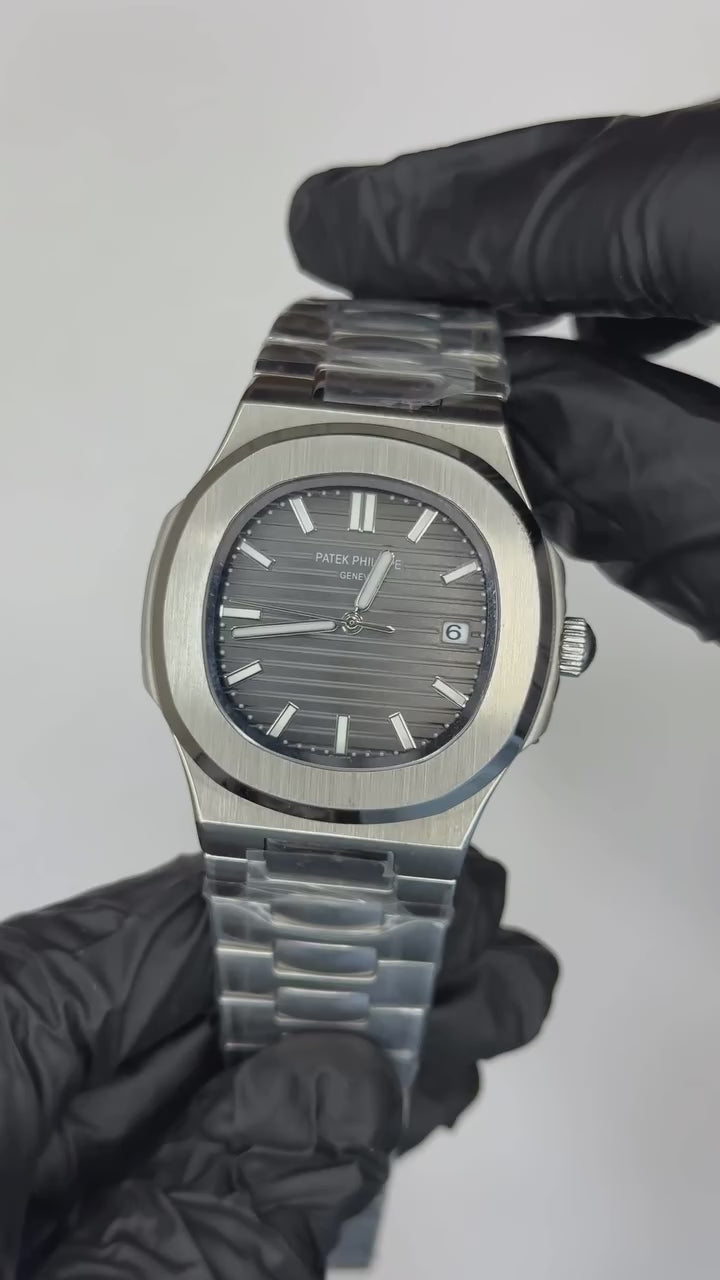 Patek Philippe Nautilus Mastercopy - Silver Chain Grey Dial