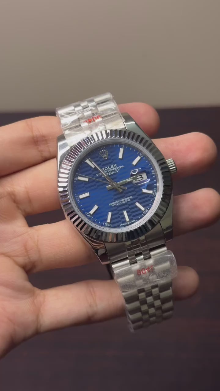 RLX Date Just Mastercopy (Silver Chain With Blue Dial)
