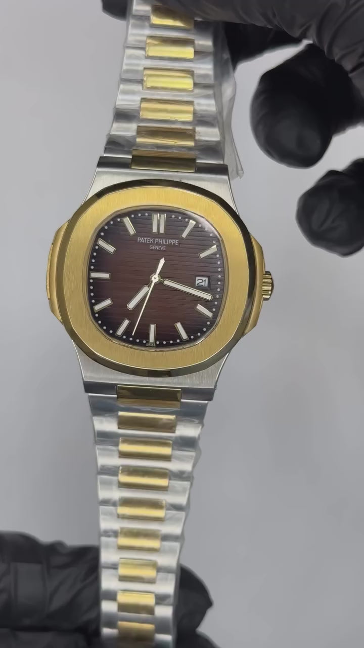 Patek Philippe Nautilus Mastercopy - Two Tone Chain Brown Dial