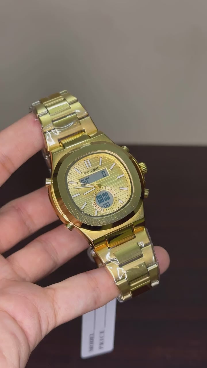 Bestwin Analog - Golden Dial Golden Chain
