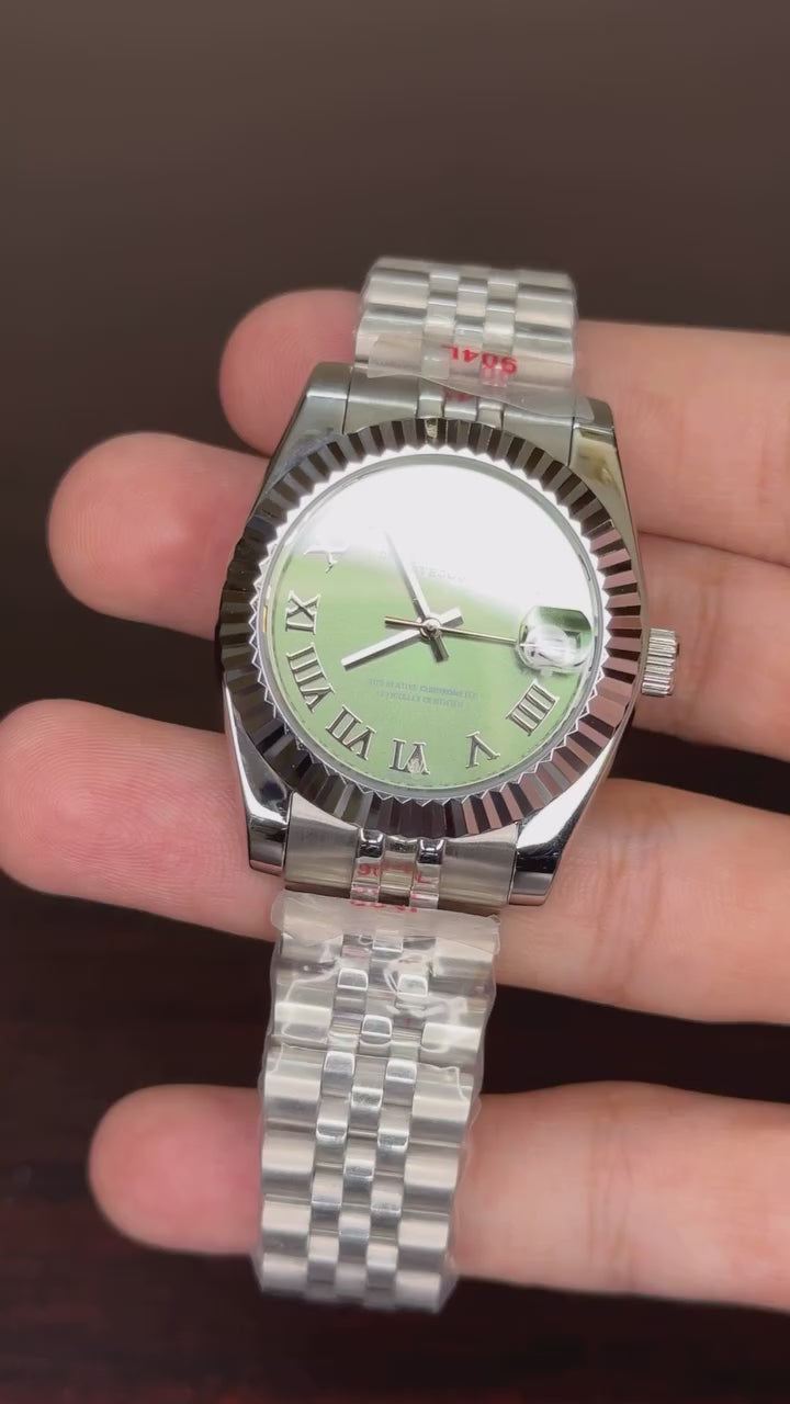 RLX Day-Just Mastercopy - Green Dial With Silver Jubilee Bracelet