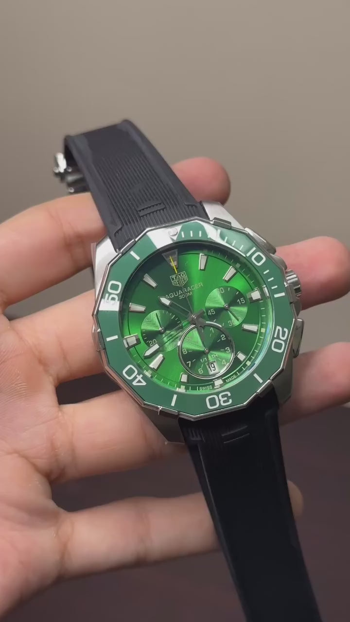 TagHeuer Mastercopy ( Black Strap With Green Dial)