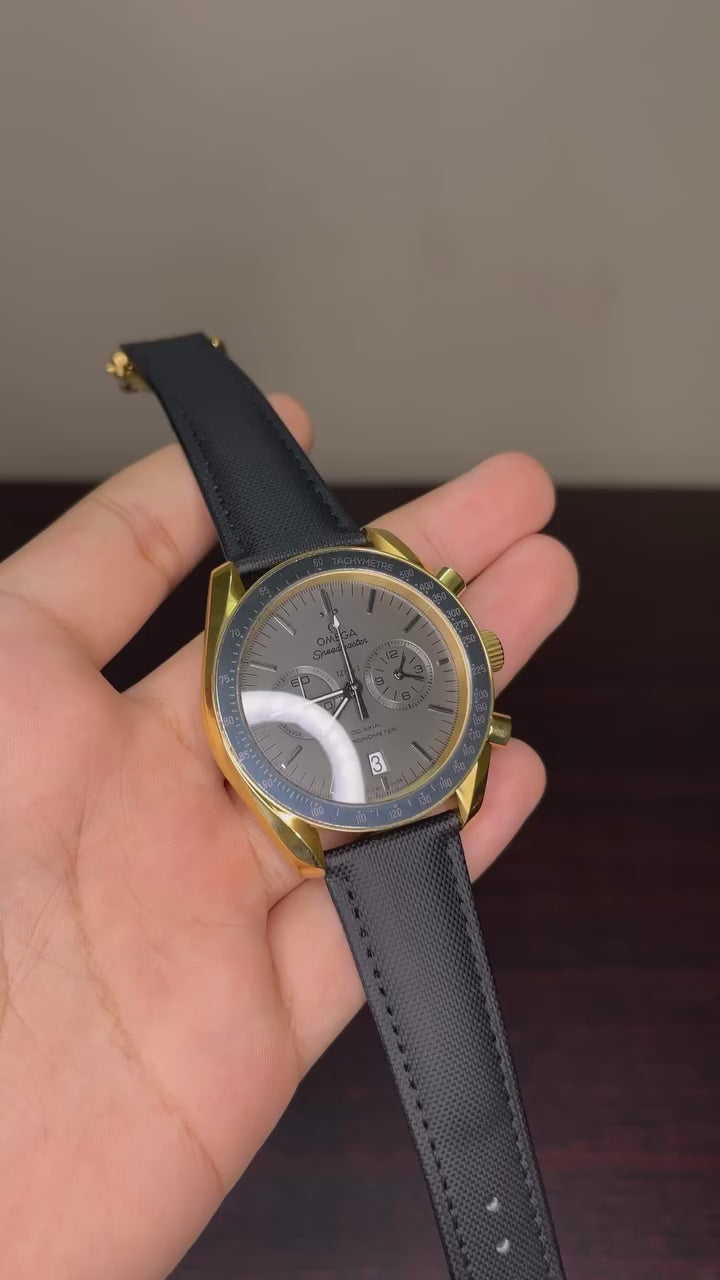 Omega Speedmaster Mastercopy - Black Strap Grey Dial