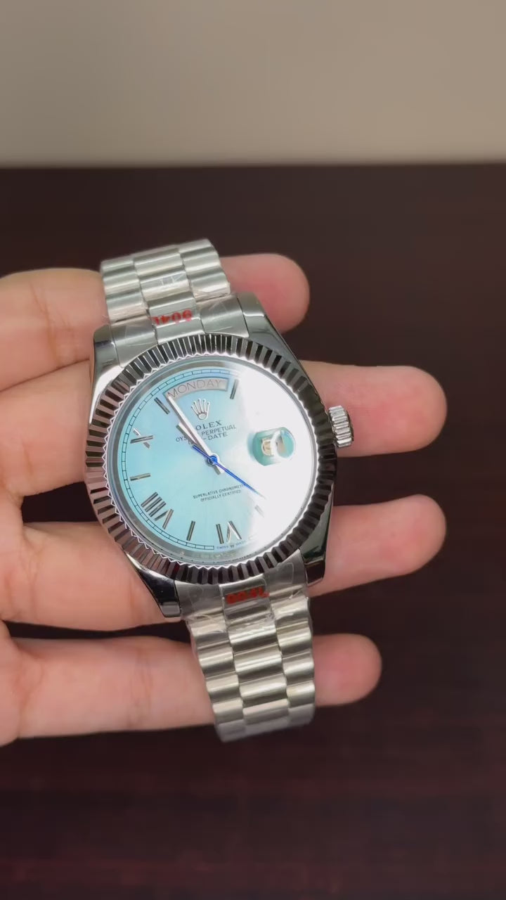 RLX Day-Date Mastercopy - Tiffany Dial Silver Chain